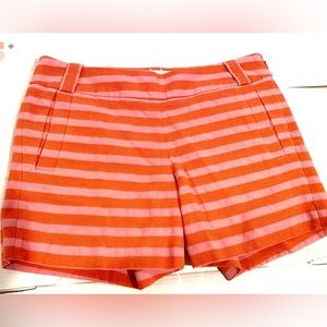 J CREW  women’s chino shorts pink orange striped size 4